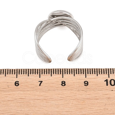 304 Stainless Steel Open Cuff Ring Components STAS-F366-06B-P-1