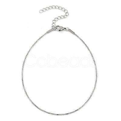 304 Stainless Steel Snake Chain Anklets AJEW-G024-07P-1