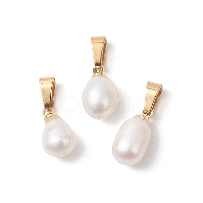 Natural Cultured Freshwater Pearl Rice Charms X-PALLOY-JF04823-1