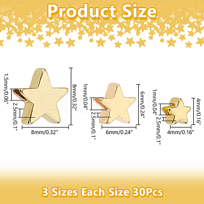 90Pcs 3 Styles Brass Beads KK-AR0004-45A-1