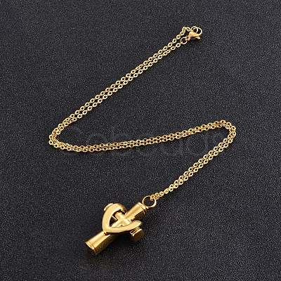 Stainless Steel Cross Cremation Urn Pendant Necklaces BOTT-PW0009-001G-1