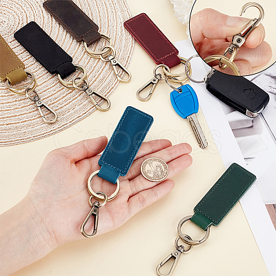 6Pcs 6 Colors Cowhide Leather Keychain KEYC-PH0002-15-1