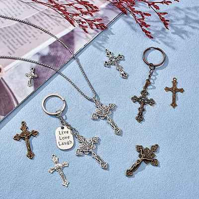 64Pcs 8 Style Tibetan Style Alloy Pendants FIND-SZ0002-81-1