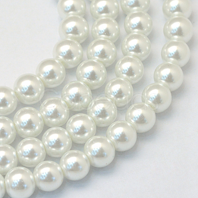 Baking Paint Pearlized Glass Pearl Round Bead Strands HY-Q003-14mm-01-1