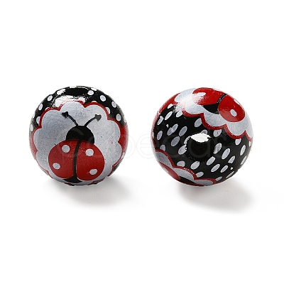Printed Wood Round Beads LS-WOOD-C012-01A-1