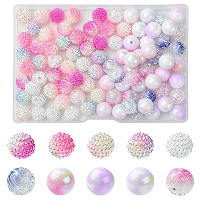 200Pcs 10 Styles Imitation Pearl & Opaque Acrylic Berry Beads OACR-FS0001-96B-1