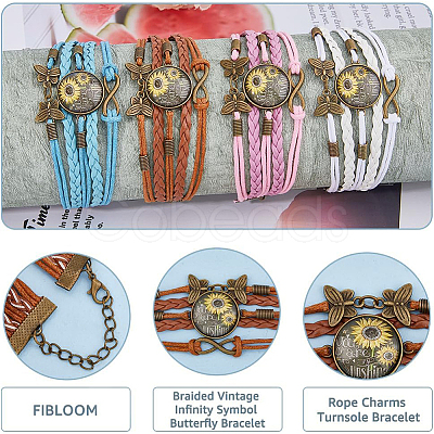 4Pcs 4 Colors PU Leather Cord Multi-strand Bracelets Set BJEW-FI0001-06-1