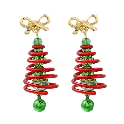 Christmas Aluminum Glass Dangle Stud Earrings EJEW-JE06582-1