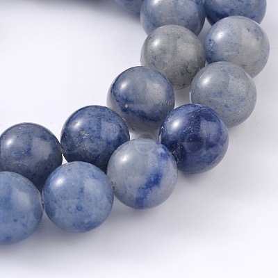 Dyed & Heated Natural Blue Aventurine Round Bead Strands G-M248-6mm-01-1