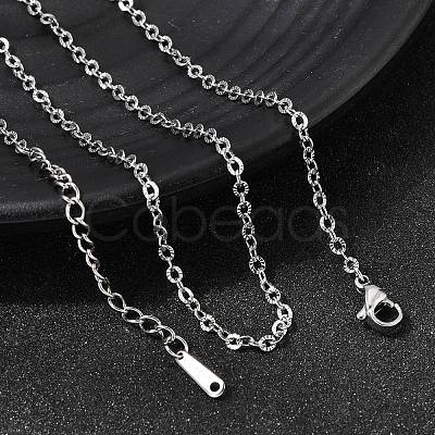 12Pcs 2.4MM 304 Stainless Steel Textured Cable Chain Necklaces for Men Women NJEW-H093-18P-04-1
