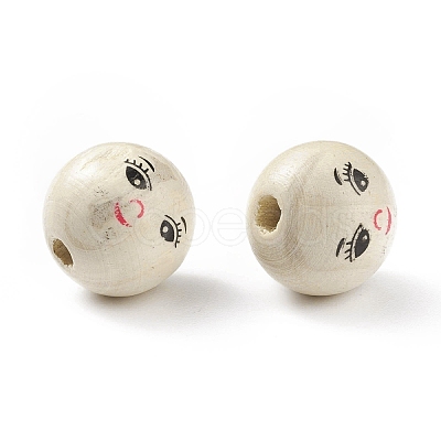 (Defective Closeout Sale: Marking) Printed Natural Wood European Beads WOOD-XCP0001-54-1