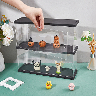 2-Tier Transparent Acrylic Minifigures Display Case ODIS-WH0043-64-1