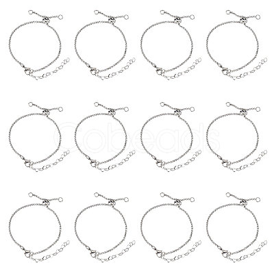12Pcs 304 Stainless Steel Rolo Chain Slider Bracelet/Bolo Bracelets Making MAK-UN0001-19-1