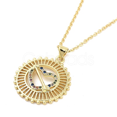 Brass Micro Pave Clear Cubic Zirconia Pendant Necklaces LS-NJEW-Z035-02B-G-1