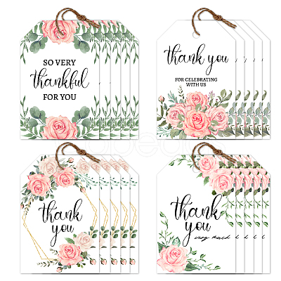 120Pcs 4 Styles Flower Paper Thank You Gift Tags CDIS-WH0038-01-1