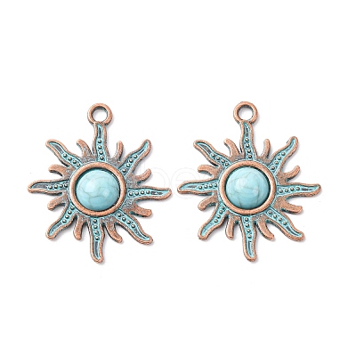 Alloy with Synthetic Turquoise Pendants FIND-B055-01E-1