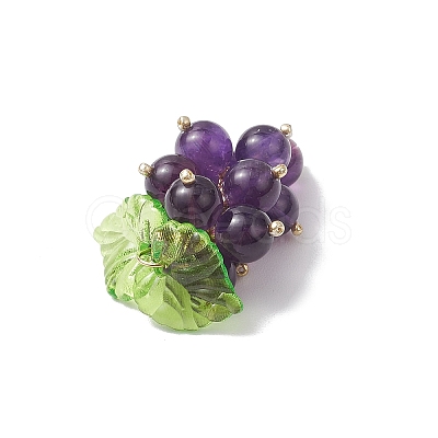 Natural Amethyst Handmade Round Beaded Fruit Pendants PALLOY-MZ00791-02-1