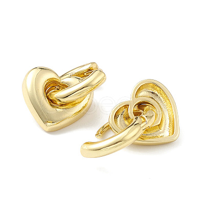 Rack Plating Brass Heart Dangle Hoop Earrings for Women EJEW-H135-07G-1