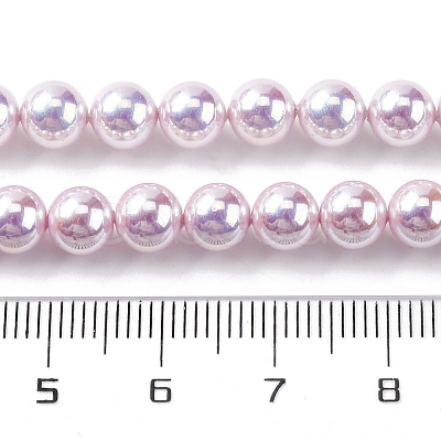 UV Plating Pearlized Glass Pearl Beads Strands GLAA-F128-01A-T11-1