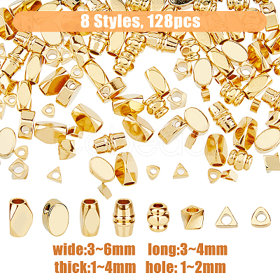 128Pcs 8 Style Brass Bead KK-DC0003-56-1