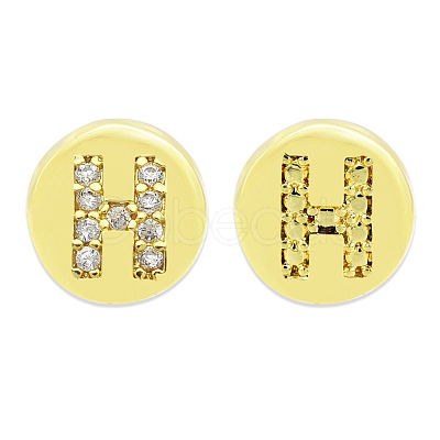 Brass Micro Pave Clear Cubic Zirconia Beads KK-T030-LA843-HX3-1