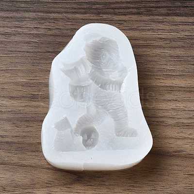 DIY Mini Halloween Mummy Food Grade Silicone Statue Molds DIY-G054-C01-1