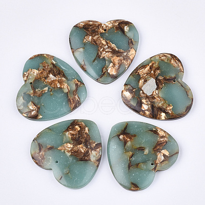 Assembled Natural Bronzite and Synthetic Aqua Terra Jasper Pendants G-S329-072-1