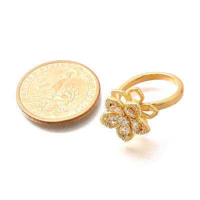 Flower Rotatable Finger Ring for Women RJEW-U035-01G-03-1