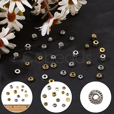 240Pcs 12 Styles Tibetan Style Zinc Alloy Beads FIND-SC0019-94-1