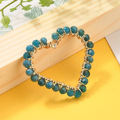 Heart Natural Faceted Apatite Pendants PALLOY-JF00511-04-1