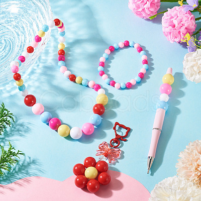 100Pcs 5 Styles Opaque Acrylic Beads MACR-TADJ0001-12C-1