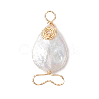 Natural Keshi Pearl Pendants PALLOY-JF05148-1