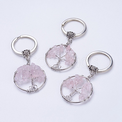 Natural Rose Quartz Keychain KEYC-E023-03E-1
