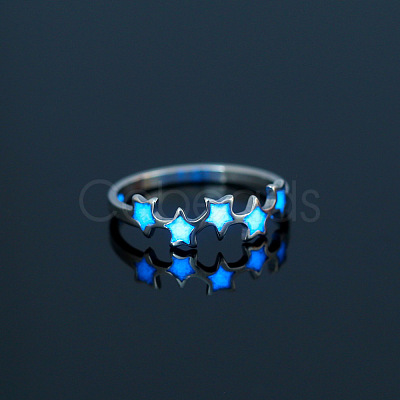Luminous 304 Stainless Steel Star Finger Ring LUMI-PW0001-120I-1