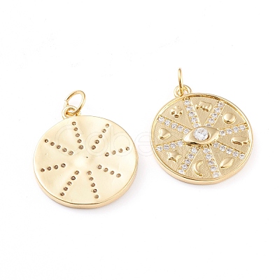Brass Micro Pave Clear Cubic Zirconia Pendants ZIRC-I043-04G-1