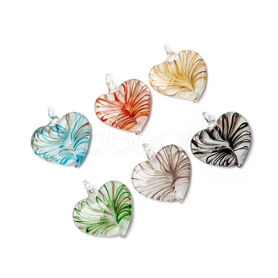 Handmade Gold Sand Lampwork Pendants LAMP-S090-B-1