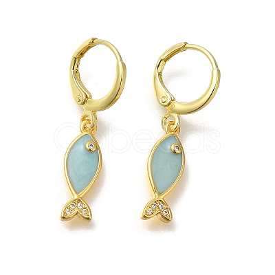 Brass Clear Cubic Zirconia Hoop Earrings EJEW-M045-02G-01-1