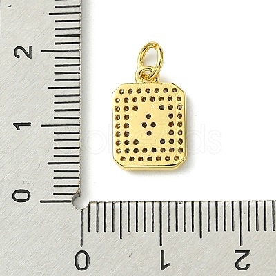 Rack Plating Brass Micro Pave Clear Cubic Zirconia Charms KK-G501-01O-G-1