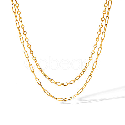 Stainless Steel Double Layer Necklaces for Women PW-WG2F46D-03-1