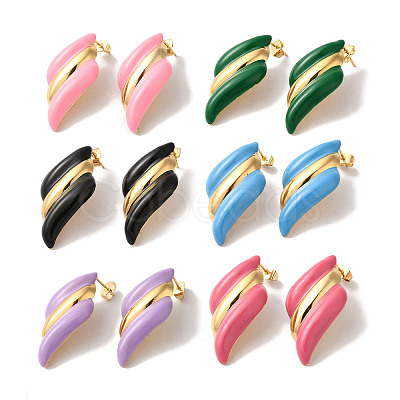 Golden Ion Plating(IP) 304 Stainless Steel Stud Earrings for Women EJEW-L287-044G-1