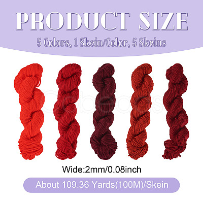 5 Skeins 5 Colors Red Color Theme Acrylic Fiber Yarn OCOR-TA0003-19A-1