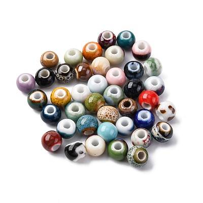 Bright Glazed Porcelain Beads PORC-D300-A-M-1