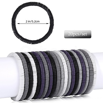 Polymer Clay Heishi Surfer Stretch Bracelets Set BJEW-SW00124-1