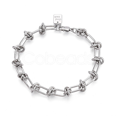 Brass Paperclip Chain Bracelets for Women BJEW-N032-02P-1