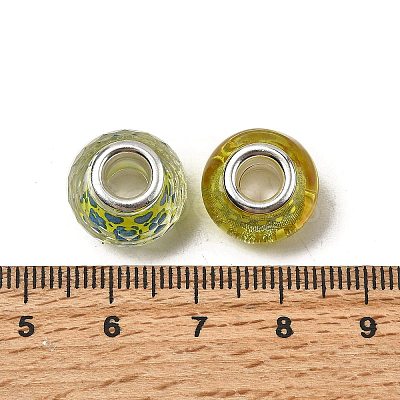 Printed Transparent Resin European Beads RESI-C063-03C-1
