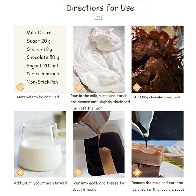 Food Grade DIY Rectangle Ice-cream Silicone Molds DIY-D062-03C-1