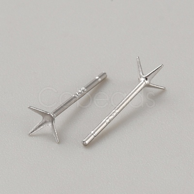 Rhomdium Plated 925 Sterling Silver Stud Earring Findings LS-STER-WH0009-15A-P-1