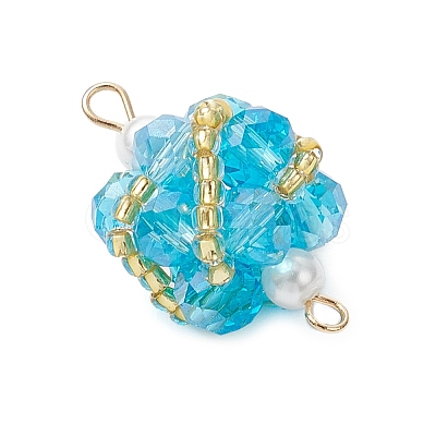 Glass Beaded Round Sphere Links PALLOY-MZ00874-04-1