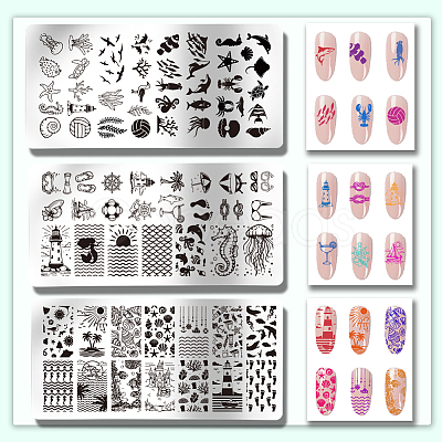 Stainless Steel DIY Nail Art Templates MRMJ-WH0092-093-1