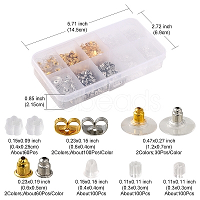 740Pcs 10 Style Brass & Iron & Plastic Ear Nuts DIY-YW0006-34-1